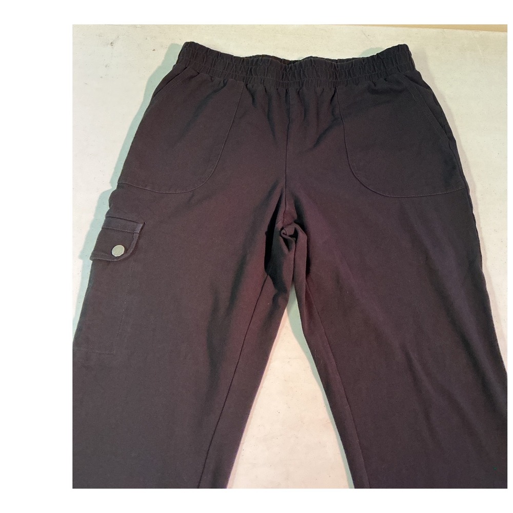 Chicos Zenergy Womens Black Cargo Pants Elastic Waist Pockets Size 1 M 8 10